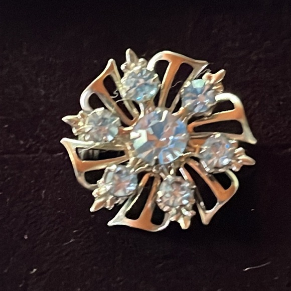 Vintage Blue Rhinestone Snowflake Brooch - Picture 4 of 4